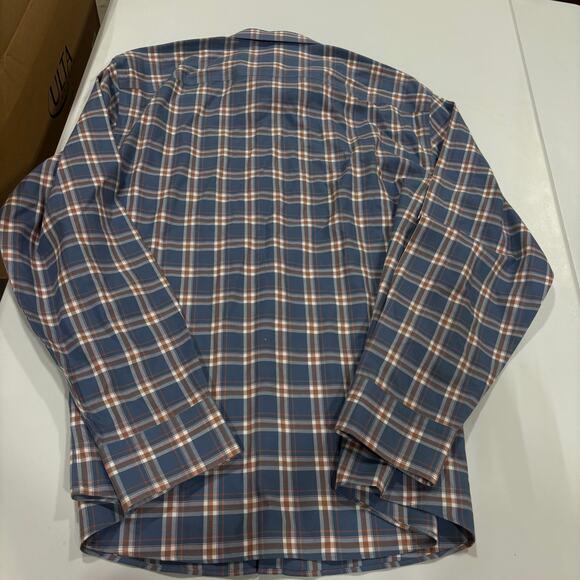 UNTUCKit Men’s 2XL Button-Down Shirt Blue Brown Plaid Wrinkle-Resistant Casual - Picture 5 of 5